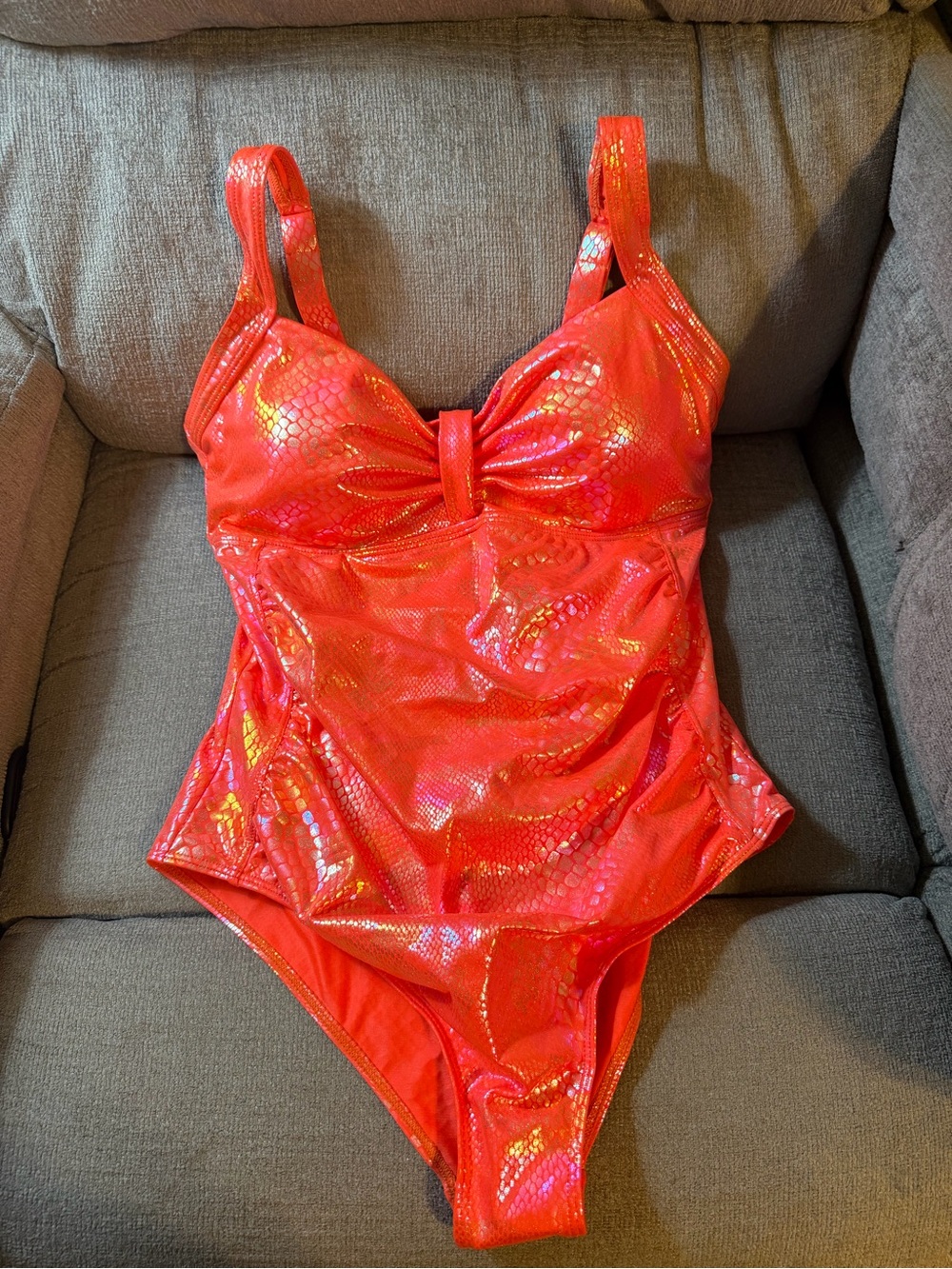 Girls' Shimmery Red One-Piece Swimsuit